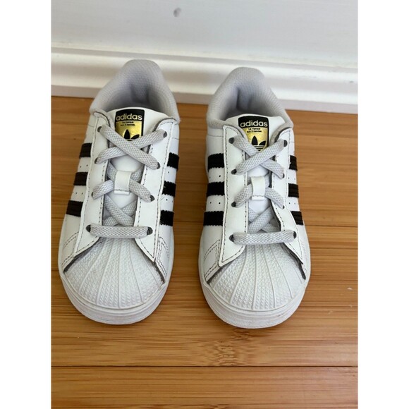 Adidas Originals Superstar Sneakers Toddler Size 7.5 K Three Stripe White Shoes - Picture 2 of 7